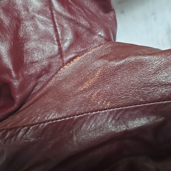 Vintage Northside Fashions Burgundy Leather Button Front Jacket Size 9 - Picture 6 of 11